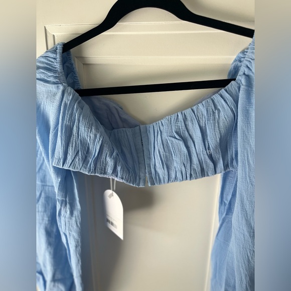 NWT $239 Revolve Rumer The Label Blue Linen Resortwear Camille Crop - S - Picture 4 of 8